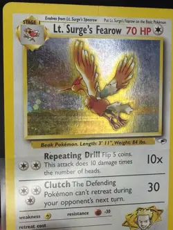 Lt. Surge's Fearow 7/132 WotC Gym Heroes Holo Rare Pokemon TCG MP English - Image 5