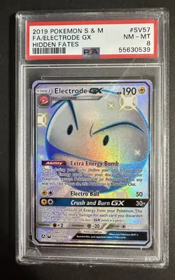 2019 Pokemon Sun & Moon Hidden Fates Electrode GX #SV57 PSA 8 Near Mint-MINT - Image 1