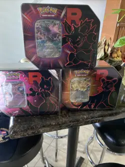 Pokemon TCG Destined Rivals Team Rocket Tin Set Complete Art Lot of 3 New Sealed - Image 1