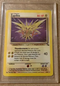 Zapdos 15/62 - Fossil Set - Rare Holo - Vintage WOTC Pokemon Card - LP - Image 1