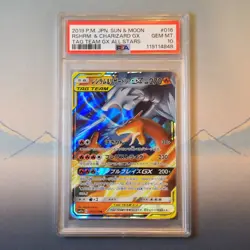 Charizard & Resharim Tag Team PSA 10 Japanese Pokemon Card GX 016/173 All Stars - Image 1