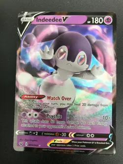 Indeedee V ULTRA RARE 091/202 Sword & Shield Base Set Pokemon card NM HOLO 2020 - Image 1
