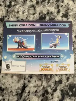 Shiny Koraidon Or Miraidon Pokemon Scarlet Violet Code Card - Gamestop - Image 1