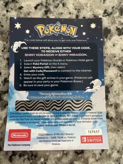 Shiny Koraidon Or Miraidon Pokemon Scarlet Violet Code Card - Gamestop - Image 2