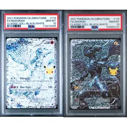 2021 Pokemon Celebrations Reshiram #113 & Zekrom #114 PSA 10 Set - Image 1
