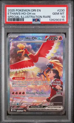 2025 POKEMON DESTINED RIVALS SPECIAL ILLUSTRATION RARE ETHAN'S HO-OH EX PSA 10 - Image 1