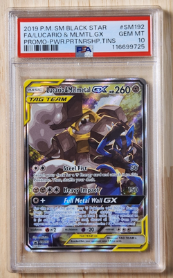 2019 POKEMON SM BLACK STAR PROMO #SM192 LUCARIO & MELMETAL GX - PSA 10 - Image 1