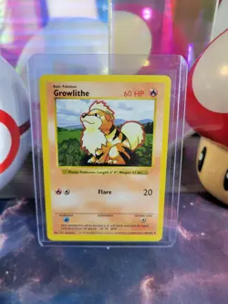 Growlithe 28/102 Pokemon TCG Base Set Shadowless Unlimited Regular Uncommon MP - Image 1