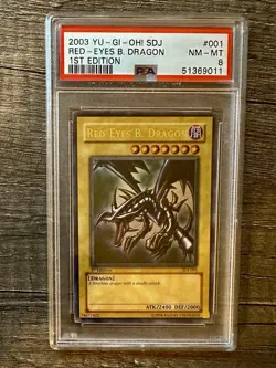 2003 Yu-Gi-Oh! SDJ 1 St Edition RED-EYES B. DRAGON # 001 PSA 8 - Image 1