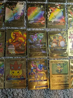 Pokemon Gold Foil Fan Art Card Lot 159+ Cards (Used) - Image 5
