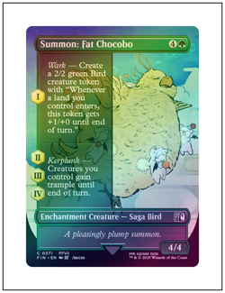 1x Summon: Fat Chocobo, Foil, Borderless Art, Final Fantasy, MTG NM - Image 1