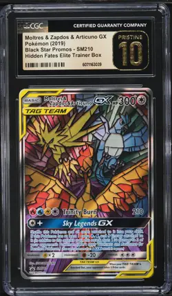2019 Pokemon SM Promo Hidden Fates Moltres Zapdos Articuno GX CGC 10 PRISTINE - Image 1