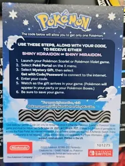 Shiny Koraidon & Miraidon Pokemon Scarlet Violet Code Card - Gamestop - Image 2