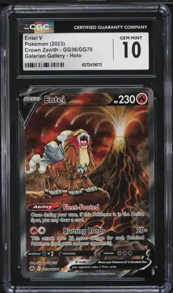 2023 Pokemon Sword & Shield Crown Zenith Alt Art Entei V #GG36 CGC 10 GEM MINT - Image 1
