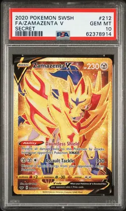 2020 POKEMON SWORD & SHIELD SECRET #212 FULL ART/ZAMAZENTA V PSA 10 - Image 1