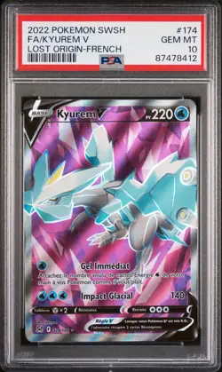 Carte Pokemon Kyurem V 174/196 PSA 10 Origine Perdue Epee Et Bouclier FR - Image 1