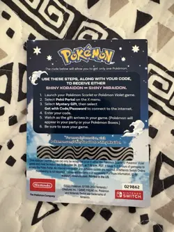Pokemon Scarlet And Violet Serial Codes Shiny Koraidon or Miraidon UNSCRATCHED! - Image 2