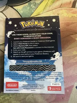 Shiny Koraidon/Miraidon Pokemon Scarlet Violet Code Card - Gamestop *CODE ONLY - Image 2