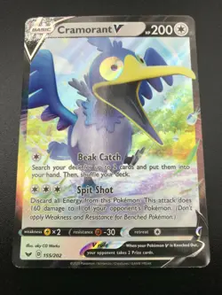 Cramorant V ULTRA RARE 155/202 Sword & Shield Base Set Pokemon card NM HOLO 2020 - Image 1