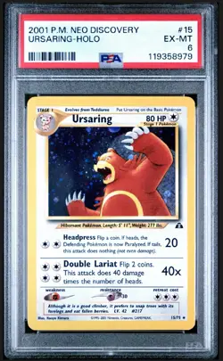 Pokemon 2001 Ursaring Holo 15 Neo Discovery PSA 6 EX-MT WOTC - Image 1