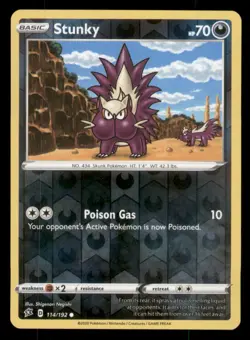 Stunky SWSH02: Rebel Clash #114/192 Common Reverse Holo Pokemon LP - Image 1