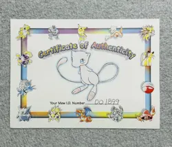 Pokemon Mew Certificate Of Authenticity ID #001899 - One of a Kind - Image 1