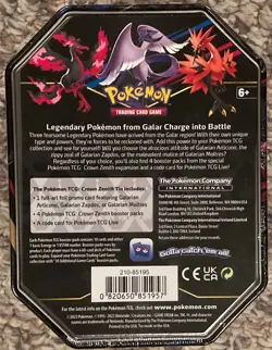 Pokemon Crown Zenith Tin Galarian Zapdos New Factory Sealed - Image 2