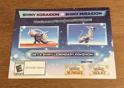 Shiny Koraidon & Miraidon Pokemon Scarlet Violet Code Card - Gamestop - Image 1