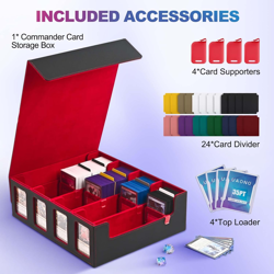 Trading Card Storage Box with Commander Display; 2400+ Deck Box for MTG with Rem - Image 3