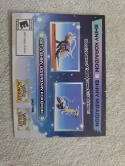 Pokemon Scarlet And Violet Serial Codes Shiny Koraidon or Miraidon UNSCRATCHED! - Image 1