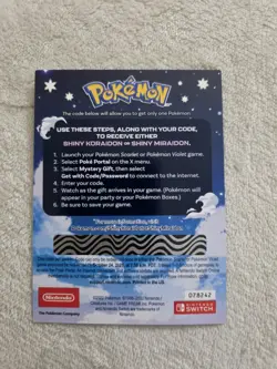 Pokemon Scarlet And Violet Serial Codes Shiny Koraidon or Miraidon UNSCRATCHED! - Image 2