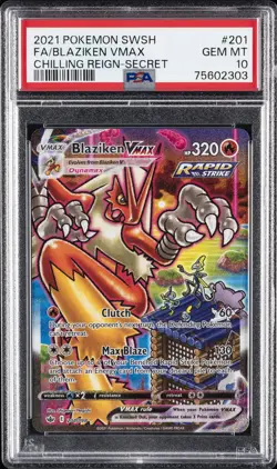 2021 POKEMON SWORD & SHIELD CHILLING REIGN SECRET FULL ART/BLAZIKEN VMAX PSA 10 - Image 1