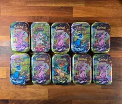 Pokemon TCG Scarlet & Violet Prismatic Evolutions 10 Sealed Tins, 20 Packs Total - Image 1