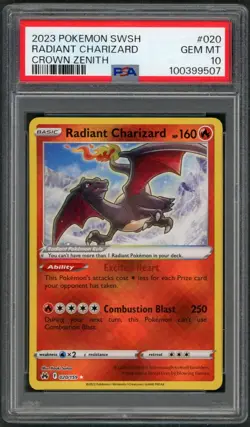 2023 Pokemon Sword & Shield Crown Zenith Radiant Charizard #020 PSA 10 Gem Mint - Image 1