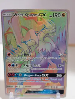 POKEMON White Kyurem GX Full Art Rainbow Secret Rare 74/70 Sun Moon Dragon Maj - Image 1