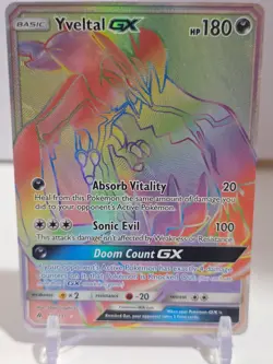 POKEMON Yveltal GX Full Art Rainbow Secret Rare 177/131 Sun Moon Forbidden Light - Image 1