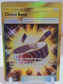 POKEMON Choice Band Trainer Secret Rare 162/145 Guardians Rising Gold Holo Error - Image 1