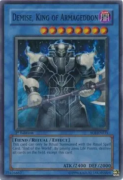 Demise, King of Armageddon SOI-EN035 - Super Rare - Near Mint 1st Edition YuGiOh - Image 1