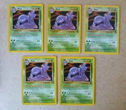 Pokemon TCG Muk Fossil Non-Holo 28/62 5x Card Lot LP Condition - Image 1