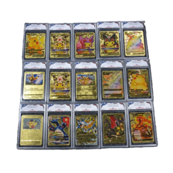 15 POKEMON PGC GRADED FAN ART GOLD FOIL CARDS - PIKACHU & CHARIZARD CARDS - Image 1