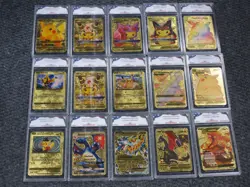 15 POKEMON PGC GRADED FAN ART GOLD FOIL CARDS - PIKACHU & CHARIZARD CARDS - Image 2