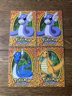 Topps Pokemon Blue Logo Dragonite Evolution Set 4 Card Lot - Image 1