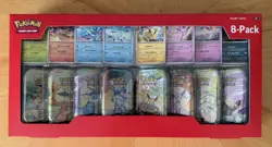 IN-HAND Pokemon Prismatic Evolutions Costco 8 Mini-Tin Bundle w Promo Cards - Image 1