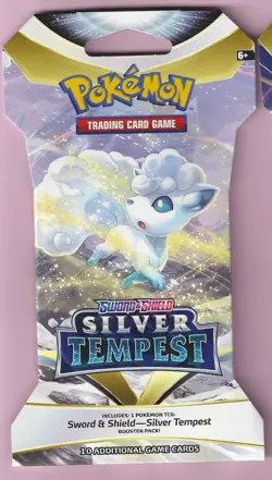 Pokemon "Silver Tempest" 10-Card Sealed Sleeved Booster (Alolan Vulpix) X1 - Image 1