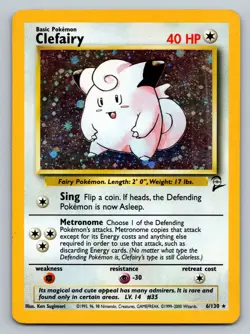 Pokemon TCG Clefairy Base Set 2 6/130 Holo Unlimited Vintage Nintendo 2000 MP - Image 1