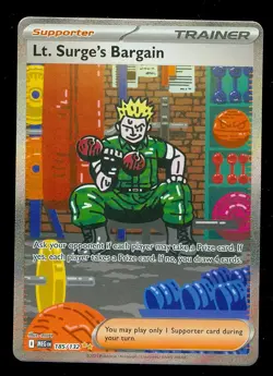 Pokemon LT. SURGE'S BARGAIN 185/132 Mega Evolution SPECIAL ILLUSTRATION RARE - Image 1