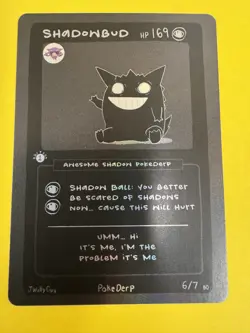 Pokederp BLACKOUT Shadowbud 6/7 - Gengar Pokemon Derpy Fan Art RARE MINT - Image 1