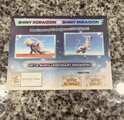 FREE SHIP! Shiny Koraidon & Miraidon Pokemon Scarlet Violet Code Card Gamestop - Image 1