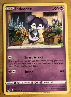 2022 Pokemon TCG Sword & Shield Silver Tempest Indeedee Card #086/195 NM - Image 1