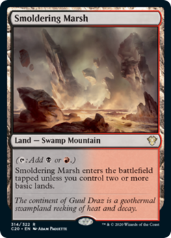 Smoldering Marsh Commander 2020: Ikoria HEAVILY PLD Land Rare MTG CARD ABUGames - Image 1